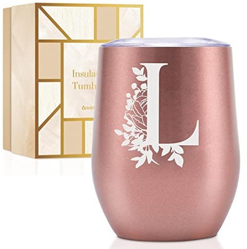 Thermobecher Personalisiert, Geburtstagsgeschenk für Frauen, Personalisierte Geschenke Für Freundin, Schwester, Mütter, Tochter, Tante - Kaffeetasse 340 ml, Kaffeebecher mit Deckel, Roségold, L