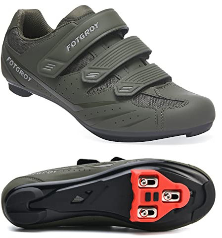 FOTGOAT Herren Fahrradschuhe für Damen, Rennradschuhe mit Stollen Kompatibel mit Peloton SPD ARC Look Delta Cleats, Unisex Fahrrad REIT Spin Schuhe Drinnen, Rennrad Schuhe Draussen Green EU 43