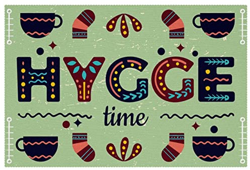 Hygge Time grüne Tischsets, 6 Stück, Tischsets für Esstische, 30,5 x 45,7 cm, rutschfest, hitzebeständig, Küchentisch-Tischsets