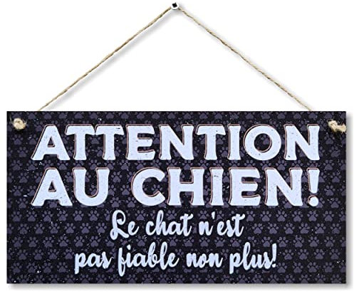 CARISPIBET Attention décoration drôles pour chez vous plaques décoratives idéal pour les propriétaires d'animaux décoration pour amoureux des animaux 15 x 30 cm