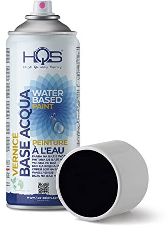 HQS Bomboletta di Vernice Spray 400ml Base Acqua Colori Ral (Ral 9005 Nero Opaco)