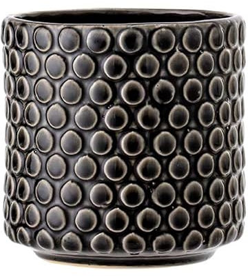 Nordring Retro Übertopf Vintage Pflanztopf für Zimmerplanzen Blumentopf Dotty L (15,5 cm ø), schwarz, Keramik