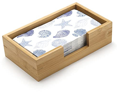 Bamboo Napkin Holder Rectangular, 9.5 x 5.5 x 2.5, Wood Guest Towel Tray, Wooden Paper Towels Holder for Kitchen/Bathroom Countertop