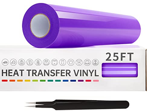 VinylRus Heat Transfer Vinyl-12” x 25FT Iron on Vinyl Roll for Shirts, HTV Vinyl for Silhouette Cameo, Easy to Cut & Weed(Purple)