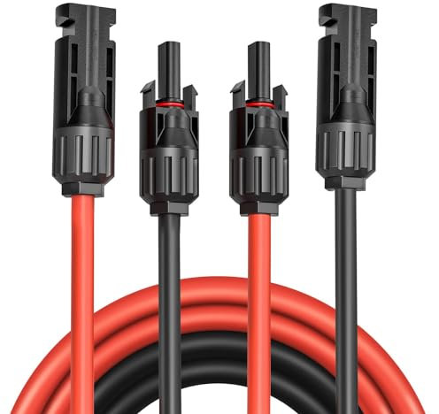 Solarkabel Verlängerung 15m,Solarkabel 4mm²,Solarkabel Verlängerungskabel,Photovoltaik Solarkabel Solarstecker IP67 Wasserdichter Stecker 12AWG