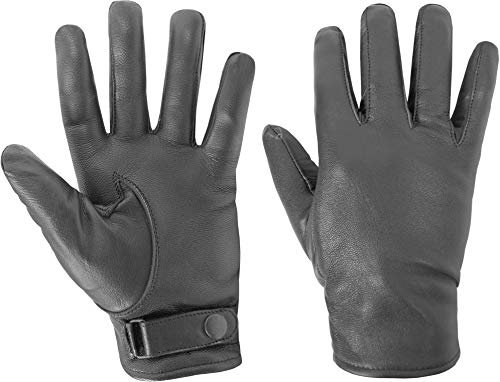 normani BW Lederhandschuhe gefüttert mit Druckknopfverschluss Farbe Hellgrau Größe M
