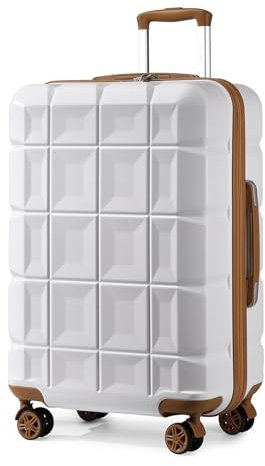 KONO Koffer Groß XL Hartschalenkoffer Groß 72cm Zwillingsrollen ABS Koffer Trolleys Reisekoffer mit TSA Schloss 4 Rollen, 72x49x31cm (Groß Koffer, Weiß)