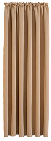 Aspire Homeware Door Curtain Pencil Pleat Blackout Beige Curtains for Living Room Super Soft Thermal Insulated Single Panel 66 x 84 inch Drop Bedroom Curtains with Tie Back