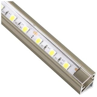 ledomec ALU LED Eck Profil | Schiene | Leiste ECKE (16x14mm) Champagner + Abdeckung (1m Profil mit Abdeckung Klar)