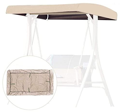 BAGASI Replacement Canopy for Swing Seat 3 Seater Garden Hammock Cover, 210D Oxford Cloth Patio Swing Top Cover with 4 Reinforced Corner Pockets - UV Protection,Beige,191x120x18/23cm