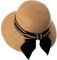 Comhats Chapeau de soleil pour femme UPF 50 à large bord en paille chapeau d'été pliable pour queue de cheval avec nœud papillon, 89016_Marron, XL