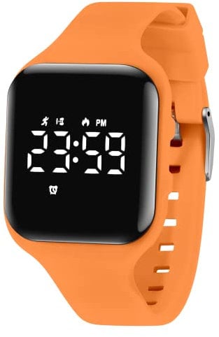 Orologio digitale, fitness tracker con contapassi, vibrazione, sveglia, distanza, cronometro ed esercizio, impermeabile, ricaricabile, per attività all’aperto, in silicone, per ragazzi e bambini