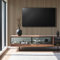 DECOON Lot de 7 Panneaux tasseaux Bois - 250x30x1 cm - Pack Mur TV Bois 210cm - Lamelles chêne Clair véritable Fond Noir - 5,25m²