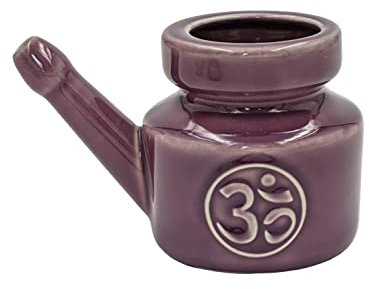 Biebri Neti Pot - Jarra de limpieza nasal (cerámica, 400 ml), color morado