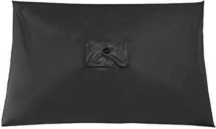 Toldo Rectangular de Repuesto para Sombrilla, 6 Varillas, Resistente a la Decoloración, de Tela de Poliéster Resistente, para Exteriores, para Mesa de Mercado, Voladizo, Cubierta Superior(Negro)