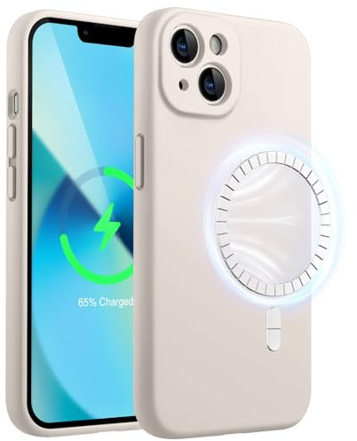 JETech Magnetisch Silikon Hülle für iPhone 13 6,1 Zoll, Kompatibel mit MagSafe, Handyhülle mit Voll Kamera Schutz (Stein)
