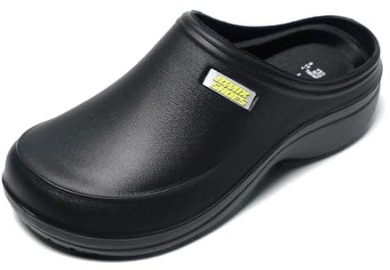 JOMIX Zuecos Sanitarios con Plantillas Extraíbles - Hombre, Trabajo Hospital Cocina Jardín, Clogs Zapatillas Ortopédicas, Negro, 42 EU