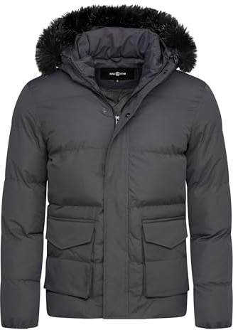 Soulstar Herren warme Winterjacke mit Kapuze Parka Winter-Mantel Steppjacke Jacket Puffer-Jacke