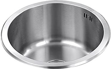 Fregadero Cocina Fregadero El fregadero redondo de la cocina es más profundo y engrosado, el cuerpo del tanque es resistente al aceite, fregadero de acero inoxidable de un solo tanque, fregadero debaj