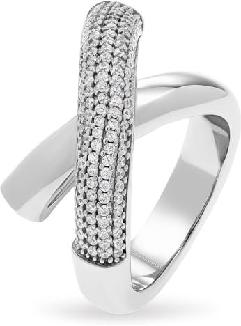 JETTE Damen-Damenring 925er Silber 140 Zirkonia 61, Silber 32025589