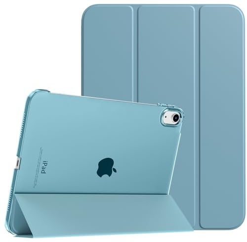 TiMOVO Case for iPad (A16) 11th Generation 11 Inch 2025/iPad 10th Generation 10.9 Inch 2022, Slim Stand Cover with Hard Translucent Back, Support Touch ID, Auto Wake/Sleep, Misty Blue