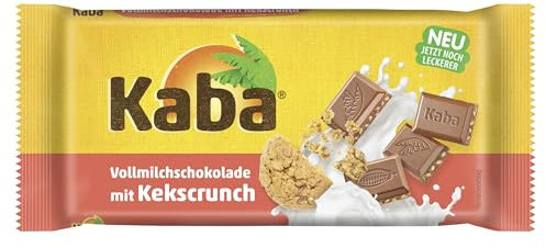 Kaba Milchschokolade mit Keks-Crunch Schokoladentafel, 100 g Tafel, zartschmeldene Vollmilch-Schokolade mit knackigen Keksen und original Kaba-Geschmack