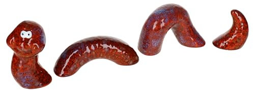 MamboCat Paul Deko-Wurm M rot I Länge ca. 38 cm I niedliche detailgetreue Gartenfigur für Terrasse, Rasen, Blumentopf oder Balkon I Outdoor-Dekoration aus Keramik I farbige Tierfigur