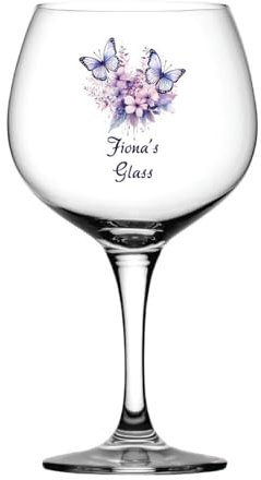 ukgiftstoreonline Personalised Purple Butterfly Cocktail Gin Glass Gift for Her