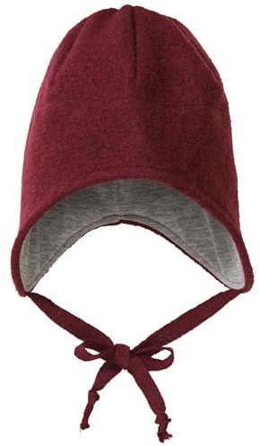 Disana WALK-MÜTZE, 100% Bio-Merinowolle GOTS, IVN Best – Futter: 100% Bio-Baumwolle | Besonders warme und weiche Wintermütze | Baby Kleinkind Kind Unisex | Made in Germany | Cassis Gr. 3