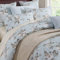 USTIDE 4-Piece Floral Duvet Set Deep Pocket Fitted Sheet 100% Egyptian Cotton Bedding Set,Double Size