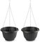 AC - Pack de 2 macetas Redondas Colgantes, plástico, macetero, Tiesto, Recipiente para Plantas, Flores, balcón, terraza, hogar, Fabricada en España (Antracita - 25 x 15 cm)