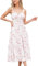 IBAKOM Femmes Robe d'?t? Spaghetti Bretelles Robe de Printemps Boh?me Robe Avant Fourche Swing Midi Sun Jupe F?te Vacances Plage Robe Rose M