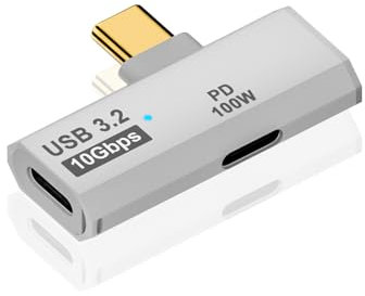 Duttek USB C Splitter 2 in 1 Ladeadapter 100W PD, USB C Stecker auf Dual Buchse Extender Adapter 10Gbps, USB Typ C 3.2 OTG Adapter für iPhone 15, Steam Deck, iPad, MacBook (Weiß)