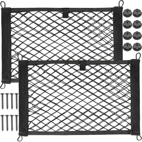 2pcs Car Mesh Cargo Net - 25X45cm Cargo Nylon Net Double Layer Elastic Campervan Storage Net Heavy Duty Car Storage Net Bag Cargo Net Storage Nets for Car Caravan Motorhome Boat Truck Bed