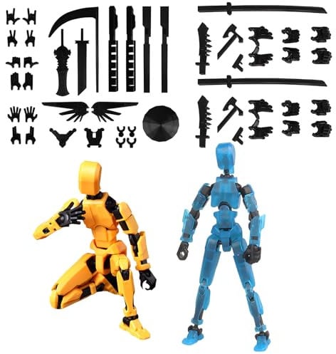T13 Lot de 2 Figurines Articulée avec Accessoires, Qui Brillent dans Le Noir 3D de Figurines d'action à Articulations Multiples, Figurine Robot pour Décoration de Bureau et Objets de Collection