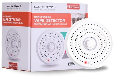 SAFE-TECH Smart Vape Detector, 3-Pin Mains Powered with App Alerts
