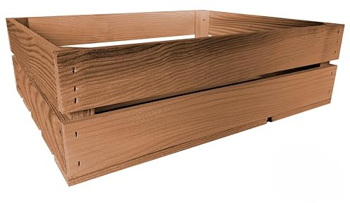 Lermowood Holzkisten Reg 50 x 40 x 15cm Eiche | Dekokisten aus Holz Massive Holzkiste Regalkiste Weinkiste