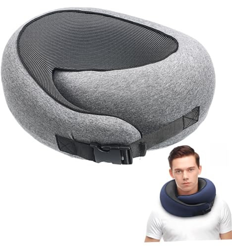 LIFKICH Reisekissen Nackenkissen J Kissen Memory Foam Grau Bequem Für Flugzeug Nackenkissenbezug Einfach Zu Tragen