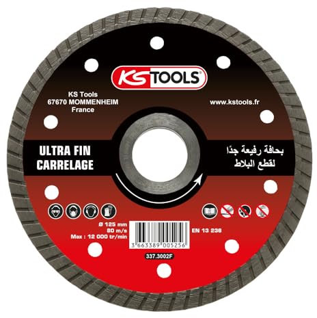 KS TOOLS - 337.3002F - Disque diamant ultra fin carrelage (PCW) - disque diamant 125mm - Pour meuleuse d'angle - coupe carrelage