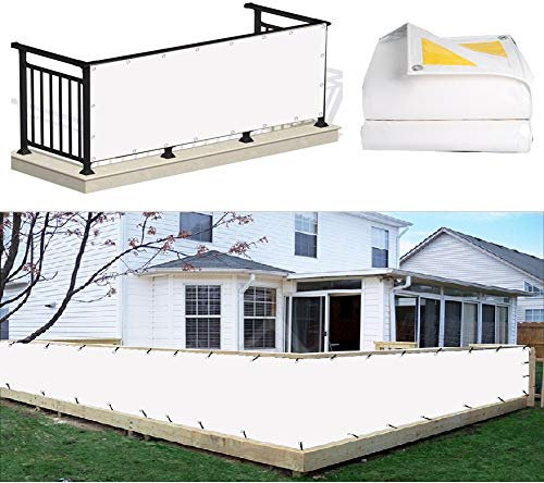 Lona ignífuga de PVC con ojales para valla de balcón, resistente a los rayos UV, 560 g/m² 66 (blanco, 4 x 5 m)