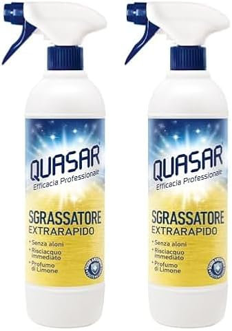 Quasar - Sgrassatore Extrarapido - Senza Aloni, Risciacquo Immediato, Profumo di Limone - 680 ml (Confezione da 2)