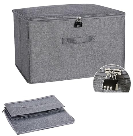 Sightday Abschließbare Box Aufbewahrungsbox für Stoff, Kleidung, Toys und Handwerksartikel (Grau/45 * 35 * 26cm)