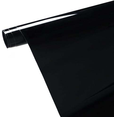 Foneso AutoFolie,Überhochglanz Schwarze Wrapping Folie,150 X 30cm,Autowrap-Vinyl-Rollen für DIY-Nutzung, Selbstklebend Autofolie aus Vinyl
