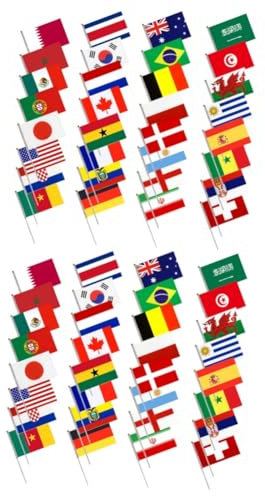 HANABASS 2 Set Bandiera Sventolante Della Mano Piccolo Bandiere Adornare Bandiera Nazionale Portatile Inglese Piccola Esultante Abs 32 Pezzi*2