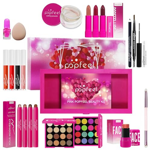 LHLXZQ Schmink Set, Kosmetik Starter Kit für Frauen mit Lidschatten Palette Concealer Lipgloss Lippenstift Mascara etc, Multifunktions Kosmetik Makeup Set für Gesicht, Augen und Lippen#2