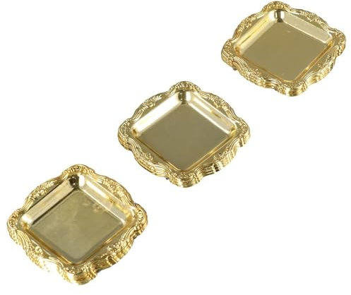 10 platos cuadrados de plástico, mini bandejas para tartas, fiestas, aperitivos, dulces, postres, bandeja de almacenamiento de joyas (dorado)