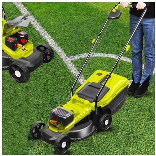 Tondeuse à gazon électrique sans fil 1600 W avec 2 batteries de 4,0 Ah, bac à gazon de 45 L, 3400 tr/min, largeur de coupe de 32 cm, hauteur réglable de 30/50/70 mm