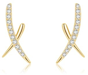SLUYNZ 925 Sterling Silber CZ X Ohrringe Ohrstecker für Damen Mädchen Teenager X Ohrstecker