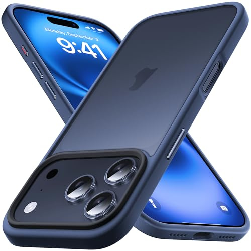 Anqrp Matt Zero Serie für iPhone 17 Pro Hülle dünn [Militärischer Schutz & Kameraschutz] Transluzente Schutzhülle Kratzfest Stoßfest Robuste Handyhülle für iPhone 17 Pro Case, Dunkelblau