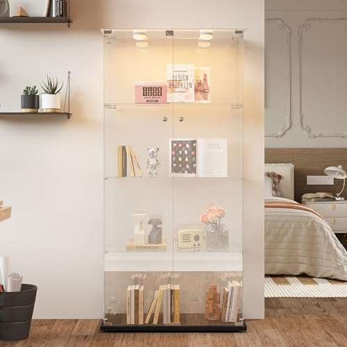 LIVLUX Vitrine en Verre pour Collection à Quatre Couches (Noir A)